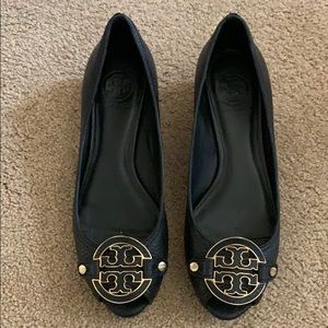 *HOST PICK* Tory Burch Leather Peep Toe Wedge